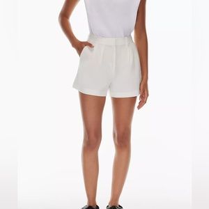 Aritzia Babaton Pleated Shorts White